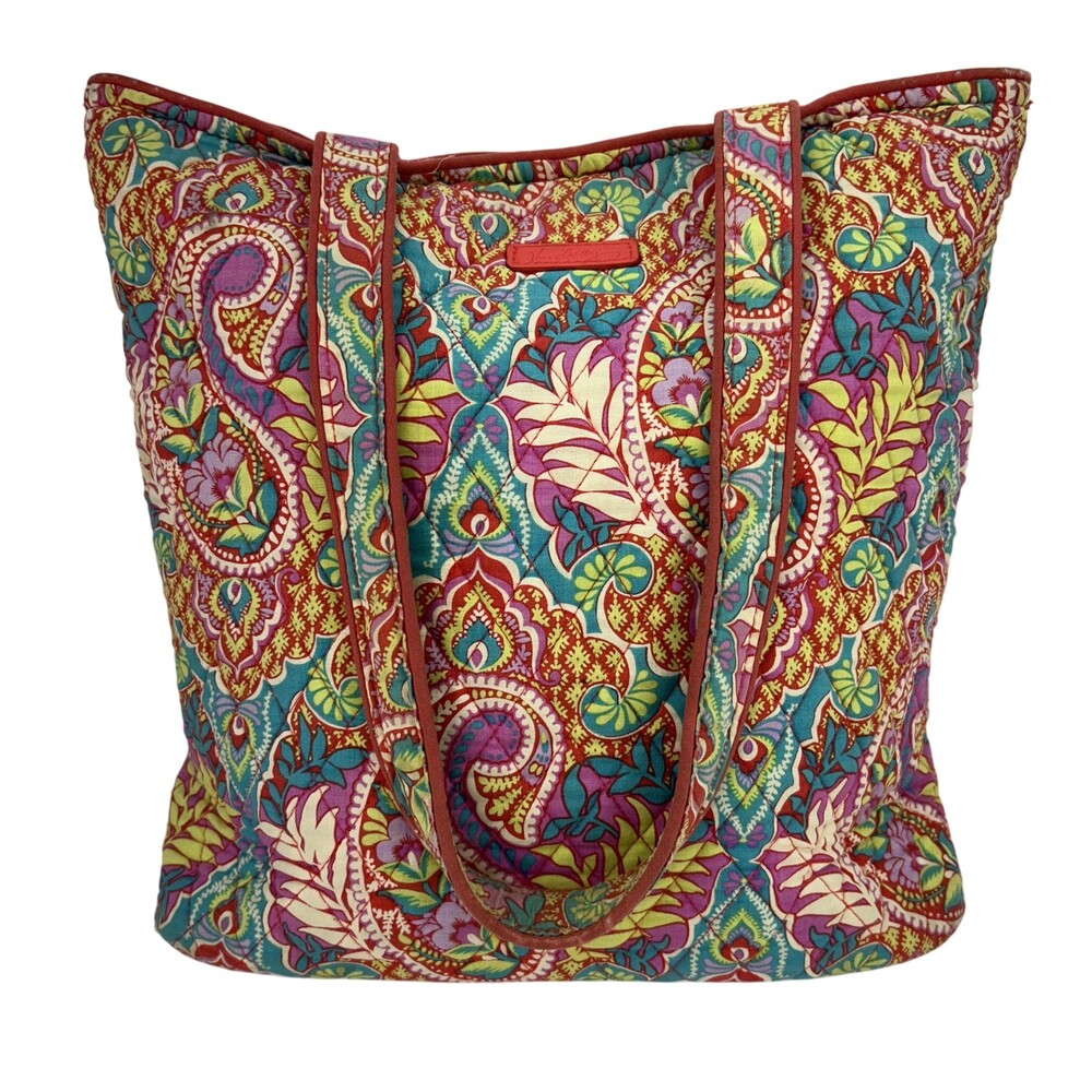 Vera Bradley Tote Bag Womens Paisley In Paradise Quilted Shoulder Purse Cotton